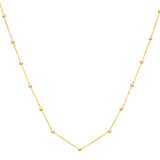 14K yellow gold textured Saturn bead necklace with hammered beaded strand thumbnail 1