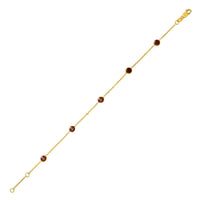 14K Yellow Gold Garnet Station Bracelet