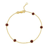 14K Yellow Gold Garnet Station Bracelet thumbnail 2