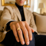 14K Yellow Gold Oval Satin Signet Ring thumbnail 5