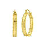 14K Yellow Gold Sparkle Spring Hoop Earrings thumbnail 1