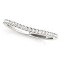 14K white gold curved wedding band with pave-set round diamond stones