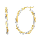 10K Two Tone Gold Oval Twist Hoop Earrings thumbnail 1