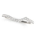 14K white gold wedding band with curved row of round diamond stones