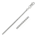 14K white gold box chain with fine square interlocking links at 1.60 mm