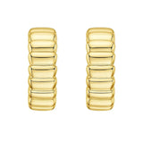 14K Yellow Gold Ribbed C Hoop Earrings thumbnail 2
