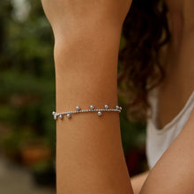 Sterling Silver Rhodium Plated Drop Bead Bracelet