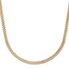 Classic Miami Cuban White Pave Solid Chain in 14k Yellow Gold (5.00 mm)