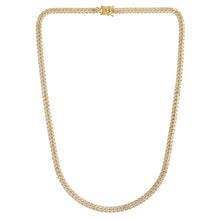 Classic Miami Cuban White Pave Solid Chain in 14k Yellow Gold (5.00 mm)