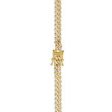 Classic Miami Cuban White Pave Solid Chain in 14k Yellow Gold (5.00 mm)