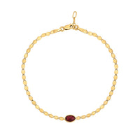 14K Yellow Gold Garnet Mirrored Chain Bracelet (2.20 mm)