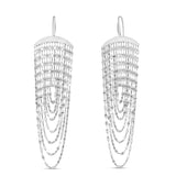 Sterling silver 925 multi strand chandelier drop earrings with layered chain strands thumbnail 1