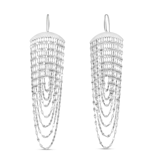 Sterling silver 925 multi strand chandelier drop earrings with layered chain strands