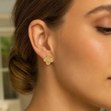 14K Yellow Gold Clover Stud Earrings (12.20 mm) thumbnail 2