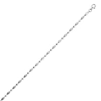 Sterling Silver Rhodium Plated Moon Cut Oval Bead Chain (3.00 mm)