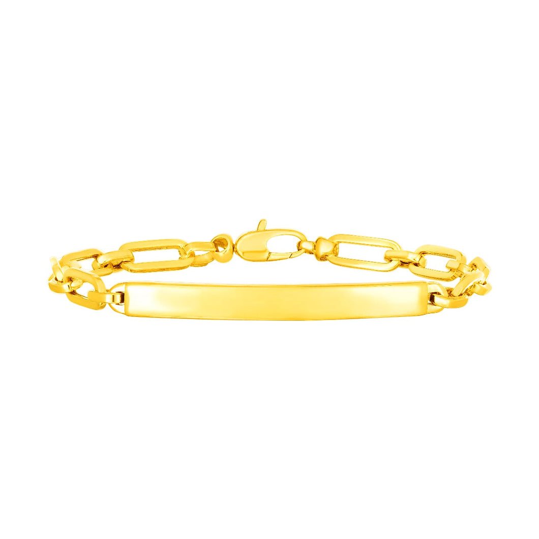 14K Yellow Gold Paperclip Chain ID Bracelet (4.80 mm)