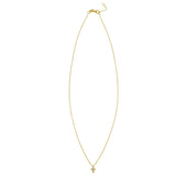 14K yellow gold cross necklace with petite diamond stones thumbnail 1