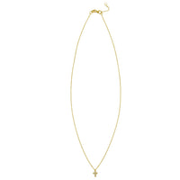 14K Yellow Gold Petite Diamond Cross Necklace
