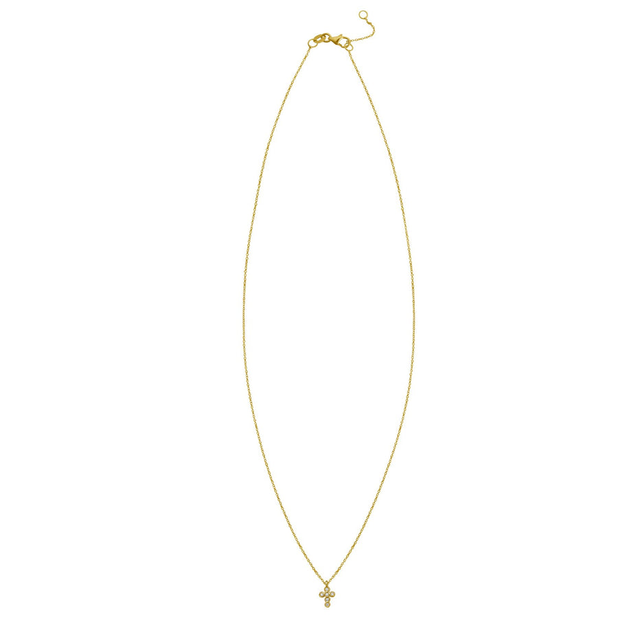 14K Yellow Gold Petite Diamond Cross Necklace