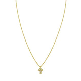 14K Yellow Gold Petite Diamond Cross Necklace thumbnail 2
