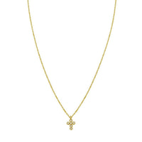 14K Yellow Gold Petite Diamond Cross Necklace