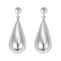 925 rhodium plated sterling silver puffed teardrop dangle earrings, no stones