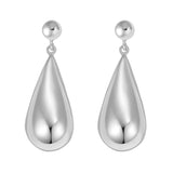 925 rhodium plated sterling silver puffed teardrop dangle earrings, no stones thumbnail 1
