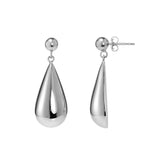 Sterling Silver Rhodium Plated Puffed Teardrop Dangle Earrings thumbnail 3