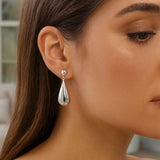 Sterling Silver Rhodium Plated Puffed Teardrop Dangle Earrings thumbnail 6