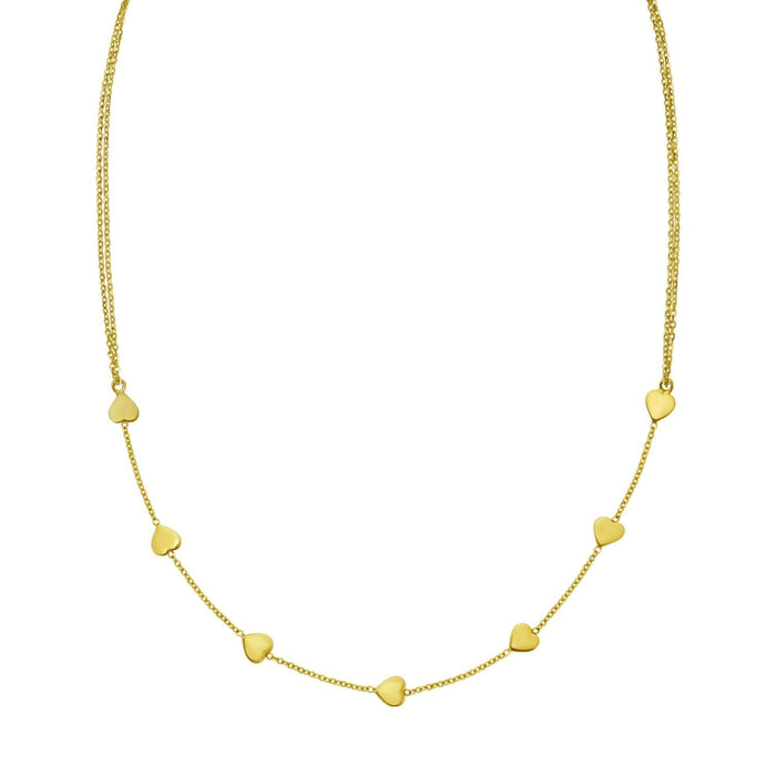14K Yellow Gold Adjustable Heart Link Necklace