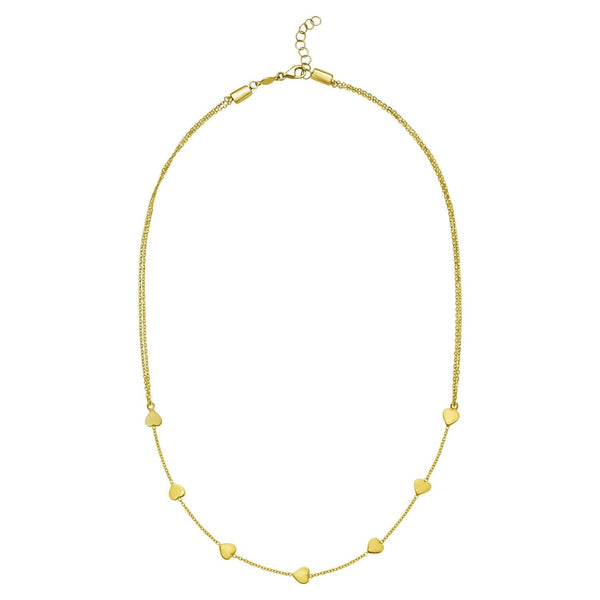 14K Yellow Gold Adjustable Heart Link Necklace