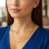 14K Yellow Gold Adjustable Heart Link Necklace thumbnail 3