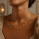 14K Yellow Gold Adjustable Heart Link Necklace thumbnail 4