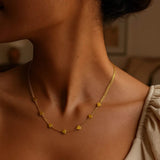 14K Yellow Gold Adjustable Heart Link Necklace thumbnail 5