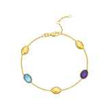 14K Yellow Gold Oval Gemstone and Bead Bracelet thumbnail 1