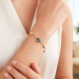 14K Yellow Gold Oval Gemstone and Bead Bracelet thumbnail 3