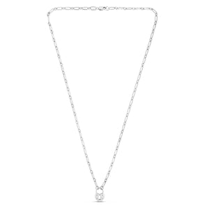 Sterling Silver Rhodium Plated Pad Lock Necklace