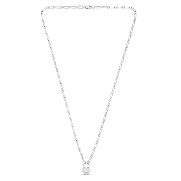 Sterling Silver Rhodium Plated Pad Lock Necklace