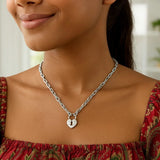 Sterling Silver Rhodium Plated Pad Lock Necklace thumbnail 3