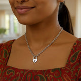 Sterling Silver Rhodium Plated Pad Lock Necklace thumbnail 4