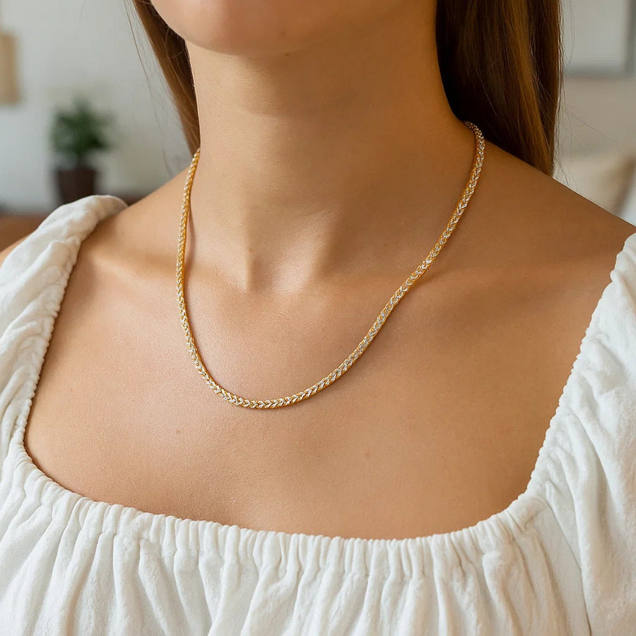 14k Yellow Gold Round Pave Franco Chain (3.15 mm)