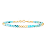 14K Yellow Gold Turquoise Pallina Bead Bracelet (3.00 mm) thumbnail 2