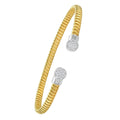 14K yellow gold tubogas cuff bangle with rounded ends, 3.90 mm width
