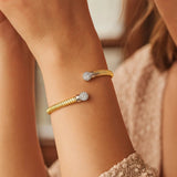 14K Yellow Gold Round End Tubogas Cuff Bangle (3.90 mm) thumbnail 4