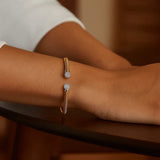 14K Yellow Gold Round End Tubogas Cuff Bangle (3.90 mm) thumbnail 5