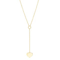 10K yellow gold lariat necklace with heart charm drop pendant