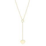 10K yellow gold lariat necklace with heart charm drop pendant thumbnail 1