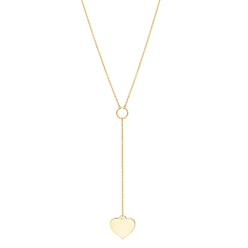 Lariat Heart Necklace in 10K Yellow Gold