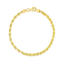 Load image into Gallery viewer, 10k Yellow Gold Solid Diamond Cut Rope Bracelet (4.00 mm)