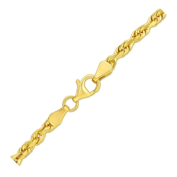 10k Yellow Gold Solid Diamond Cut Rope Bracelet (4.00 mm)